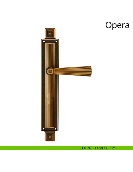 Maniglia con placca per porta Opera Linea Calì - bronzo opaco - placca cieca
