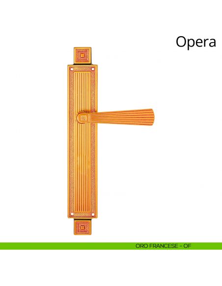 Maniglia con placca per porta Opera Linea Calì - oro francese - placca cieca