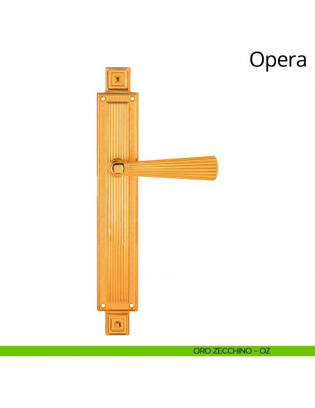 Maniglia con placca per porta Opera Linea Calì - oro zecchino - placca cieca