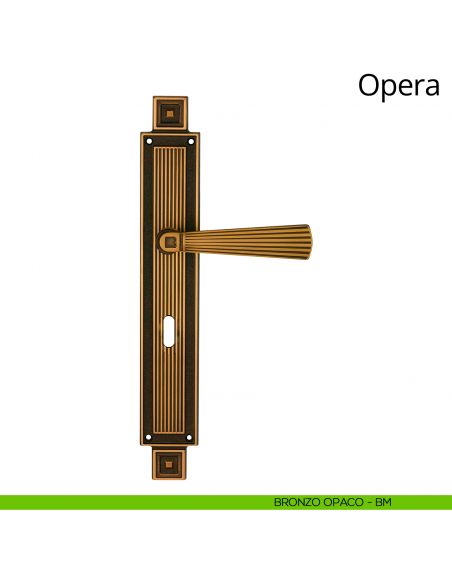Maniglia con placca per porta Opera Linea Calì - bronzo opaco - foro patent