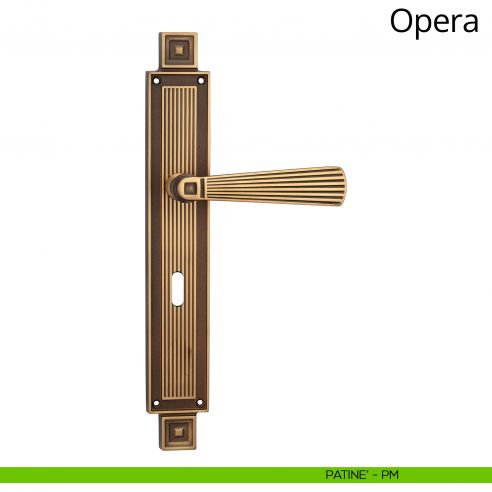 Maniglia con placca per porta Opera Linea Calì - patinè - foro patent