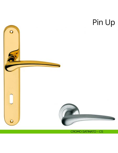 Maniglia con placca per porta Pin-up Linea Calì - cromo satinato - foro patent