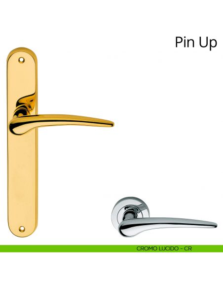 Maniglia con placca per porta Pin-up Linea Calì - cromo lucido - placca cieca
