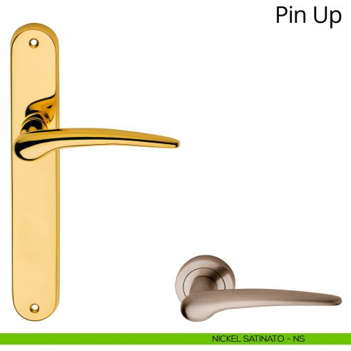 Maniglia con placca per porta Pin-up Linea Calì - nichel satinato - placca cieca