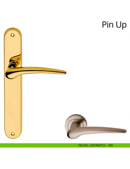 Maniglia con placca per porta Pin-up Linea Calì - nichel satinato - placca cieca
