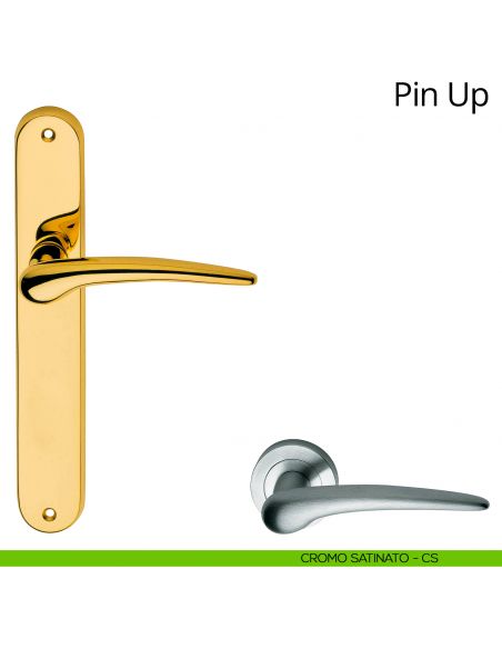 Maniglia con placca per porta Pin-up Linea Calì - cromo satinato - placca cieca