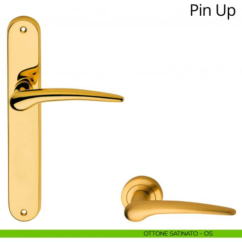Maniglia con placca per porta Pin-up Linea Calì - ottone satinato - placca cieca