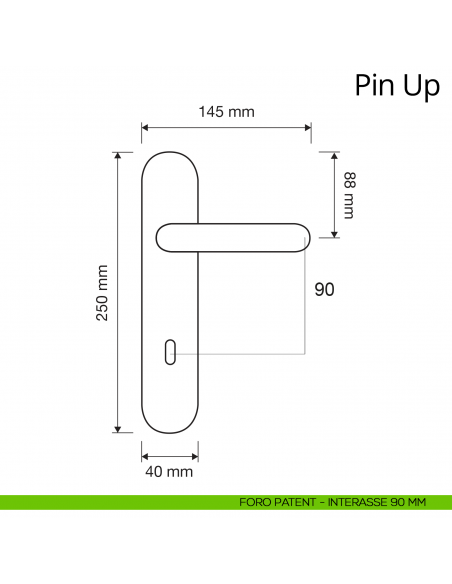 Maniglia con placca per porta Pin-up Linea Calì placca foro patent interasse 90 mm