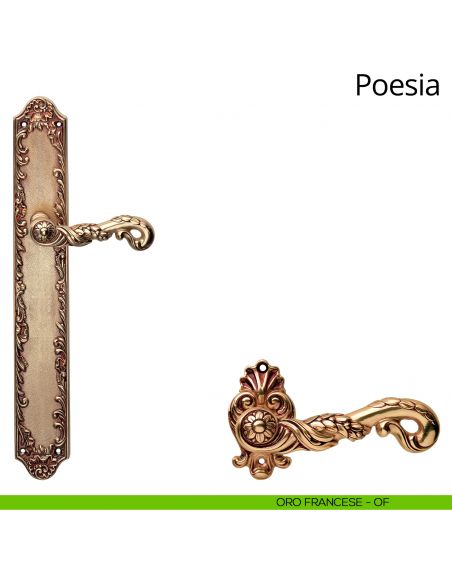 Maniglia con placca Big per porta Poesia Linea Calì - oro francese - placca cieca