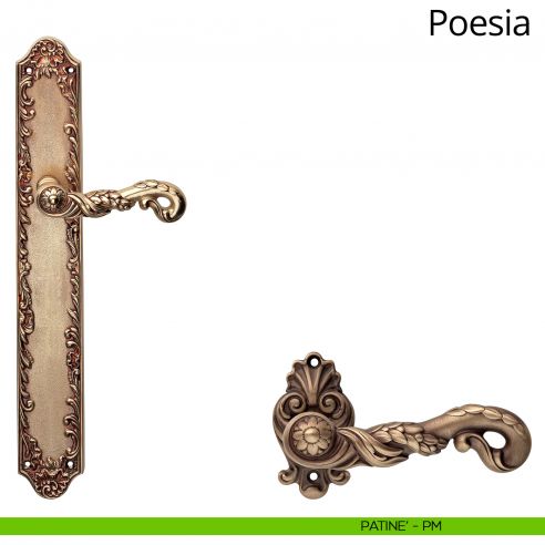 Maniglia con placca Big per porta Poesia Linea Calì - patinè - placca cieca