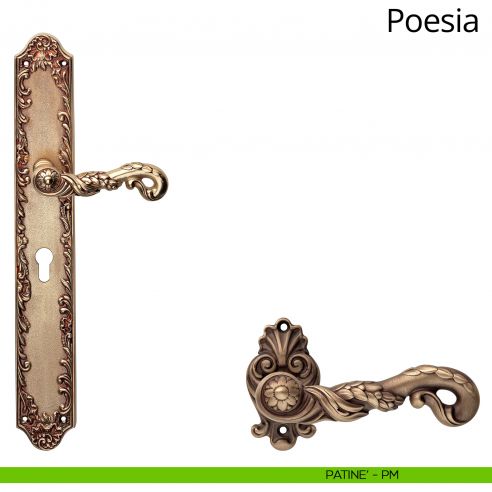 Maniglia con placca Big per porta Poesia Linea Calì - patinè - foro yale