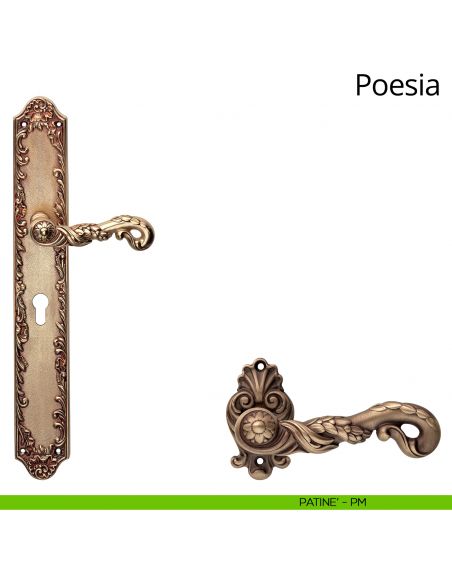 Maniglia con placca Big per porta Poesia Linea Calì - patinè - foro yale