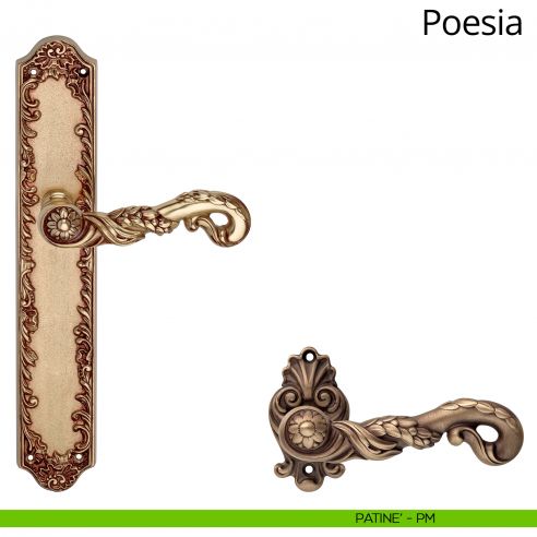 Maniglia con placca small per porta Poesia Linea Calì - patinè - placca cieca