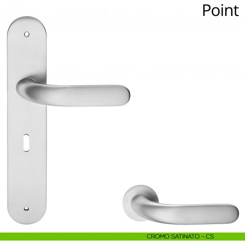 Maniglia con placca per porta Point Linea Calì - cromo satinato - foro patent