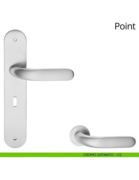Maniglia con placca per porta Point Linea Calì - cromo satinato - foro patent