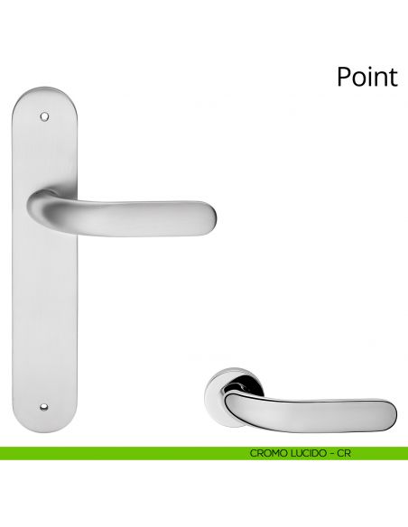 Maniglia con placca per porta Point Linea Calì - cromo lucido - placca cieca
