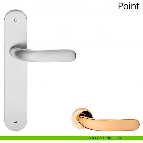 Maniglia con placca per porta Point Linea Calì - oro zecchino - placca cieca
