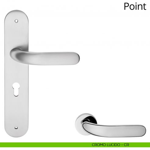 Maniglia con placca per porta Point Linea Calì - cromo lucido - foro yale