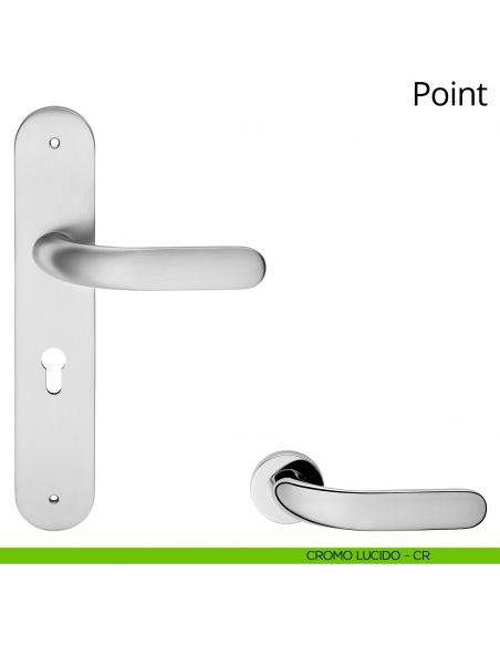 Maniglia con placca per porta Point Linea Calì - cromo lucido - foro yale