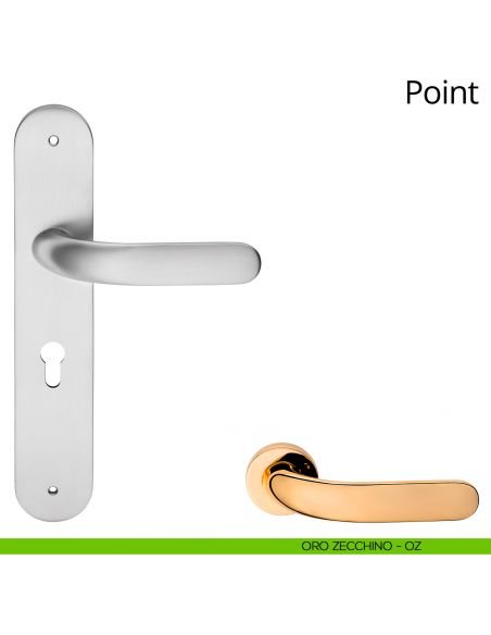 Maniglia con placca per porta Point Linea Calì - oro zecchino - foro yale