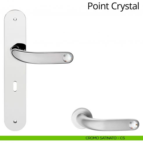 Maniglia Swarovski con placca per porta Point Crystal Linea Calì - cromo satinato - foro patent