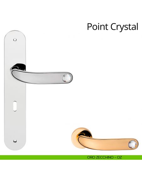 Maniglia Swarovski con placca per porta Point Crystal Linea Calì - oro zecchino - foro patent