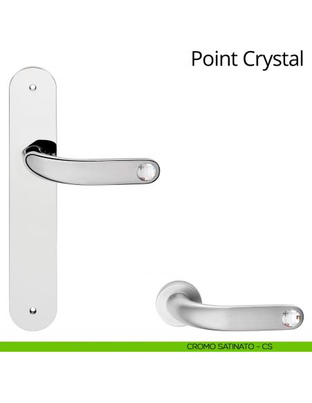 Maniglia Swarovski con placca per porta Point Crystal Linea Calì - cromo satinato - placca cieca
