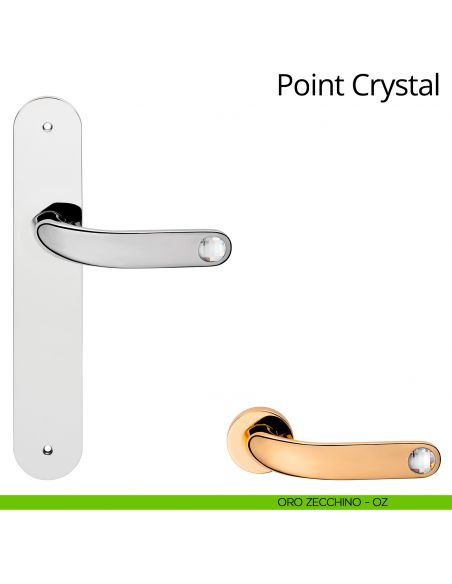 Maniglia Swarovski con placca per porta Point Crystal Linea Calì - oro zecchino - placca cieca