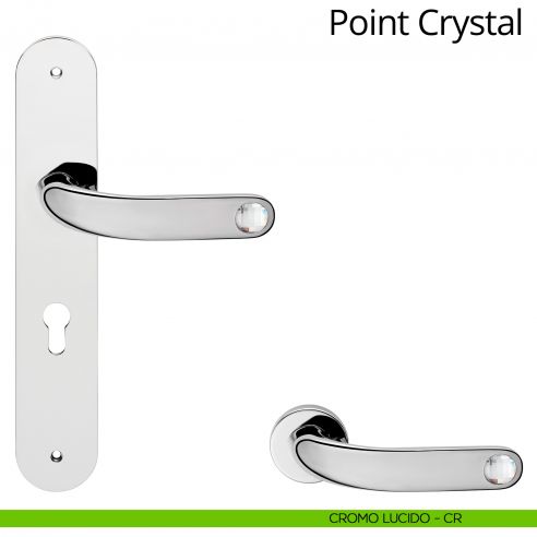 Maniglia Swarovski con placca per porta Point Crystal Linea Calì - cromo lucido - foro yale