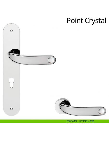 Maniglia Swarovski con placca per porta Point Crystal Linea Calì - cromo lucido - foro yale