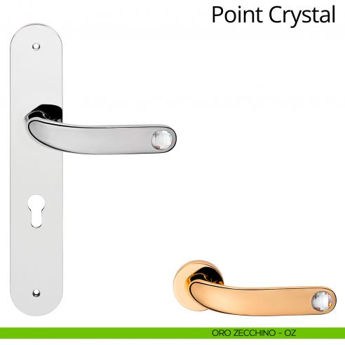 Maniglia Swarovski con placca per porta Point Crystal Linea Calì - oro zecchino - foro yale