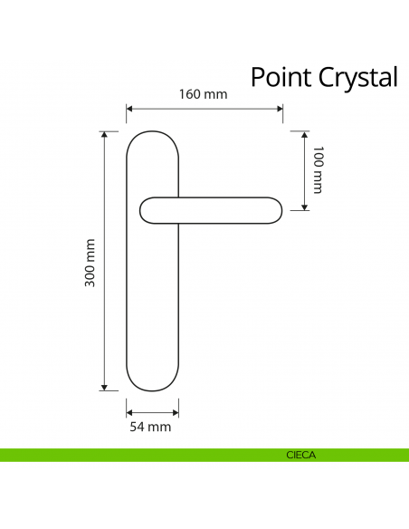 Maniglia Swarovski con placca per porta Point Crystal Linea Calì placca cieca