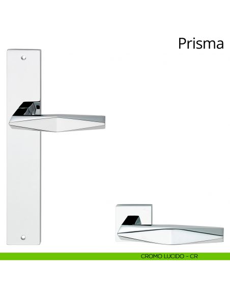 Maniglia con placca per porta Prisma Linea Calì - cromo lucido - placca cieca