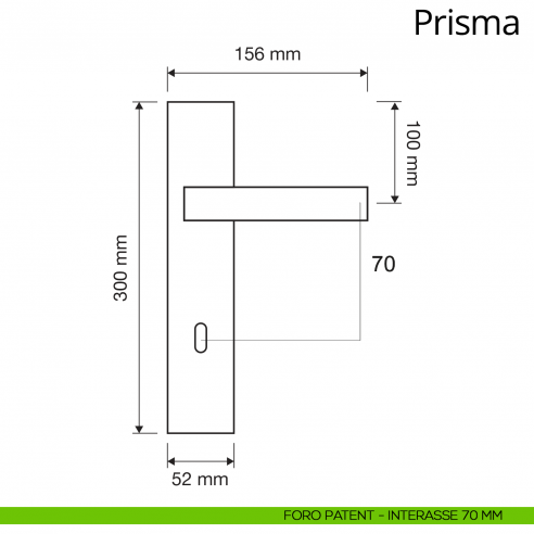 Maniglia con placca per porta Prisma Linea Calì placca foro patent interasse 70 mm