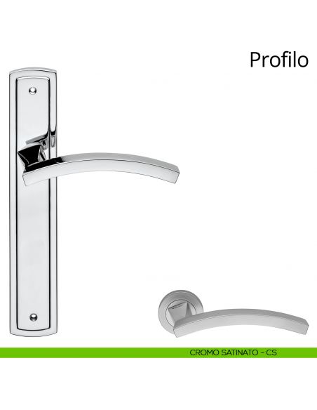 Maniglia con placca per porta Profilo Linea Calì - cromo satinato - placca cieca