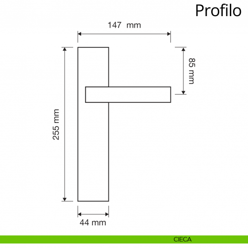 Maniglia con placca per porta Profilo Linea Calì placca cieca