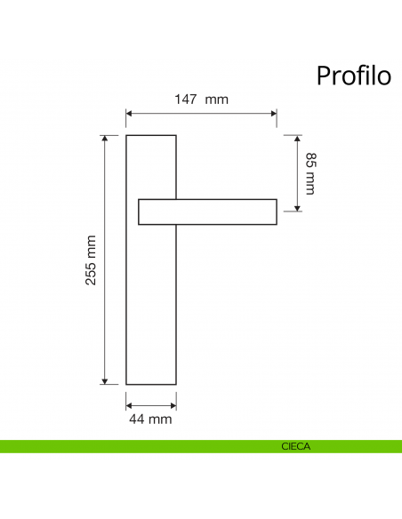 Maniglia con placca per porta Profilo Linea Calì placca cieca