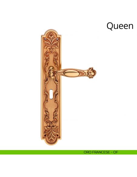 Maniglia con placca big per porta Queen Linea Calì - oro francese - foro patent