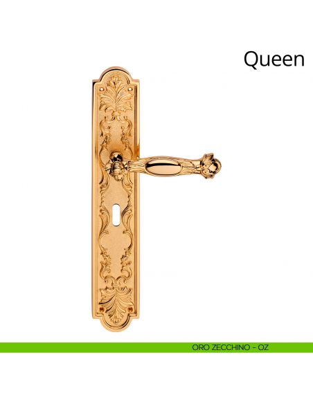 Maniglia con placca big per porta Queen Linea Calì - oro zecchino - foro patent