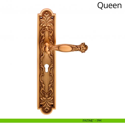 Maniglia con placca big per porta Queen Linea Calì - patinè - foro yale