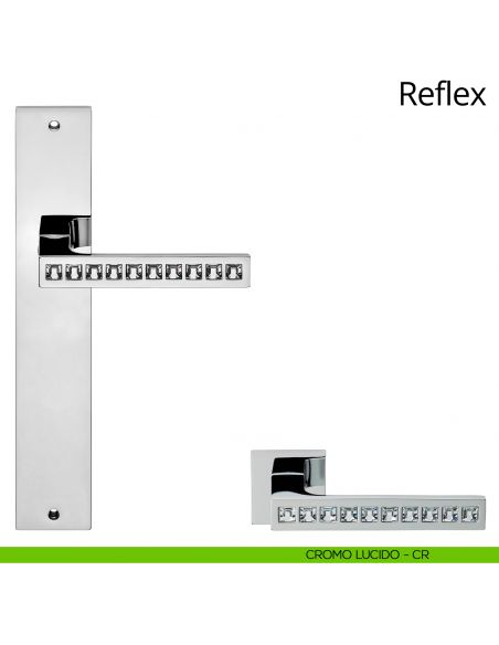 Maniglia Swarovski con placca per porta Reflex Linea Calì - cromo lucido - placca cieca