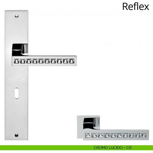 Maniglia Swarovski con placca per porta Reflex Linea Calì - cromo lucido - foro patent