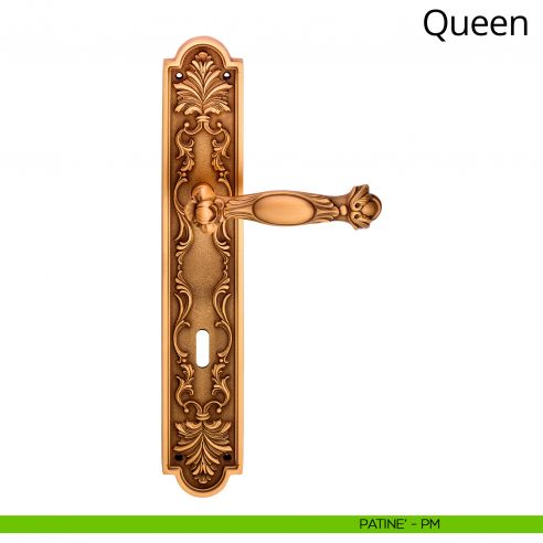 Maniglia con placca small per porta Queen Linea Calì - patinè - foro patent