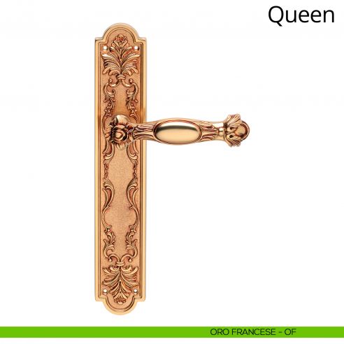 Maniglia con placca small per porta Queen Linea Calì - oro francese - placca cieca