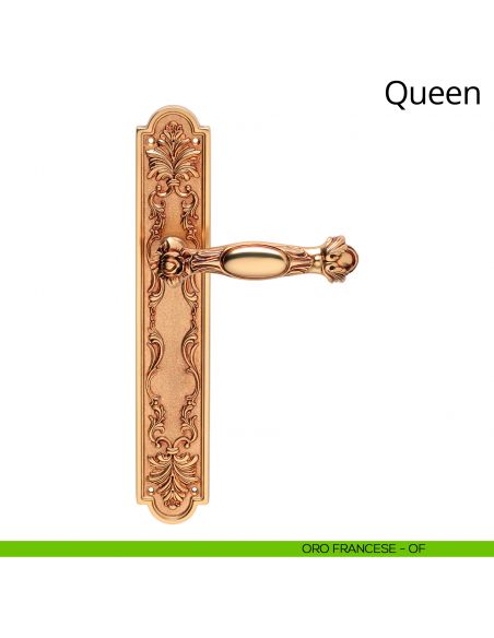 Maniglia con placca small per porta Queen Linea Calì - oro francese - placca cieca
