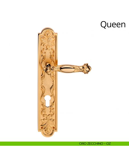 Maniglia con placca small per porta Queen Linea Calì - oro zecchino - foro yale