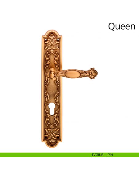 Maniglia con placca small per porta Queen Linea Calì - patinè - foro yale