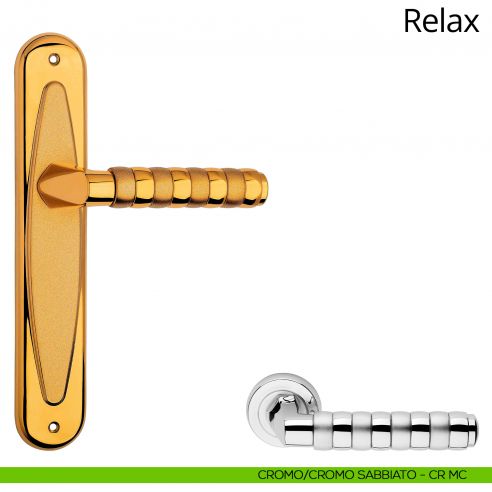 Maniglia con placca per porta Relax Linea Calì - cromo lucido + cromo sabbiato - placca cieca