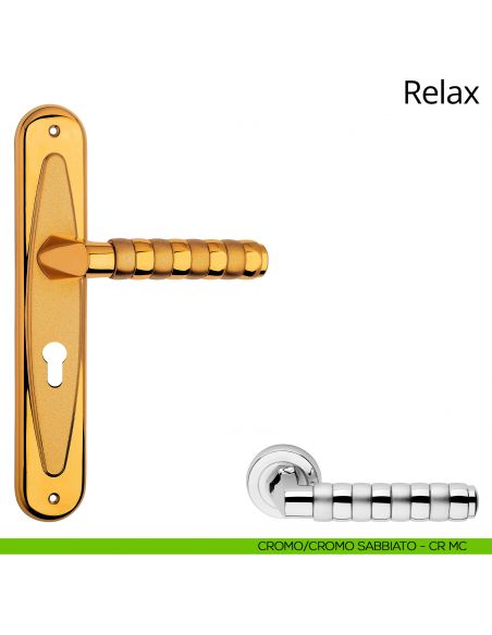 Maniglia con placca per porta Relax Linea Calì - cromo lucido + cromo sabbiato - foro yale