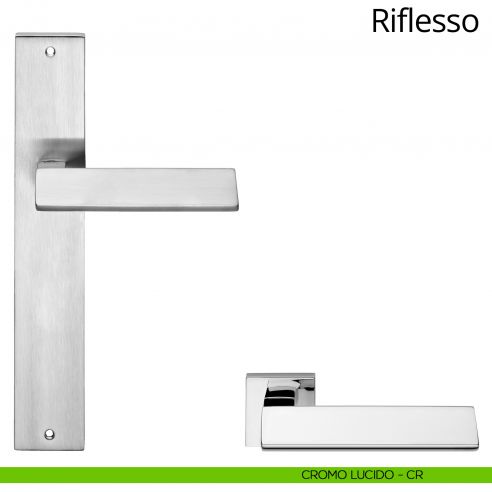Maniglia con placca per porta Riflesso Linea Calì - cromo lucido - placca cieca